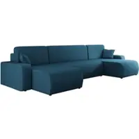 Mirjan 24 Wohnlandschaft Piano U Cord, Wohnzimmer Eckcouch mit Bettkasten und Schlaffunktion, Schwarze Füße, Wellenfeder, U-Form (Farbe: Poso 05)