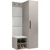Mirjan 24 Garderoben-Set Medi III, Schuhschrank, Kleiderhakenbrett, 4x Paneel 42x42, 2 Kleiderhaken (Farbe: Cashmere, Soft 017)