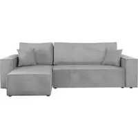Mirjan 24 Ecksofa Karl Cord mit Bettkasten und Schlaffunktion, Seite universal, Rückenlehne in Form beweglicher Kissen (Farbe: Poso 110)