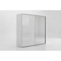 BM-Möbel Schiebetürenschrank A11 125 cm mit Spiegel & Glastür - Weiß (245 cm hoch)
