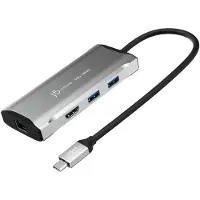 J5CREATE JCD392-N 4K60 Elite USB-C 10Gbps Travel Dock, Kabelgebunden, USB 3.2 Gen 1 (3.1 Gen 1) Type-C, 100 W, 10,100,1000 Mbit/s, Grau, Space Grey