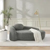 OKWISH Tagesbetten mit Kissen, abgerundetem Design,Klassische Sitzsäcke, Teddyfleece-Sofa,Für Wohnzimmer in Dunkelgrau
