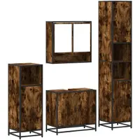 vidaXL 4-tlg. Badmöbel-Set Räuchereiche Holzwerkstoff