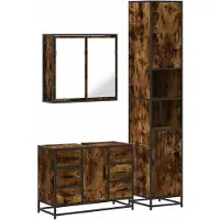 vidaXL 3-tlg. Badmöbel-Set Räuchereiche Holzwerkstoff