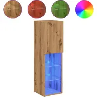 vidaXL TV-Schränke mit LED-Leuchten 2 Stk. Artisan-Eiche 30,5x30x102cm