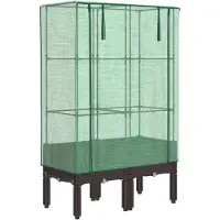 vidaXL Hochbeet mit Gewächshaus-Aufsatz Rattan-Optik 80x40x140 cm