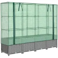 vidaXL Hochbeet mit Gewächshaus-Aufsatz Rattan-Optik 160x40x138 cm