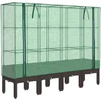 vidaXL Hochbeet mit Gewächshaus-Aufsatz Rattan-Optik 160x40x140 cm
