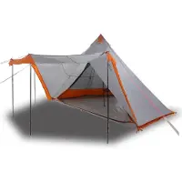 vidaXL Tipi-Familienzelt 8 Personen Grau und Orange Wasserdicht