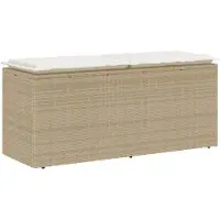 vidaXL Gartenbank mit Kissen Beige 110x40x44 cm Poly Rattan