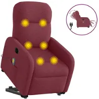 vidaXL Elektrischer Massagesessel mit Aufstehhilfe Weinrot Stoff