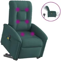 vidaXL Elektrischer Massagesessel mit Aufstehhilfe Dunkelgrün Stoff