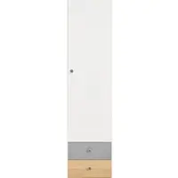Mirjan 24 Kleiderschrank Pixel PX4, Jugendzimmer Drehtürenschrank, Drehtür und 2-Schubladen (Farbe: Biskuit Eiche / Biskuit Eiche + Weiß Lux + Grau)