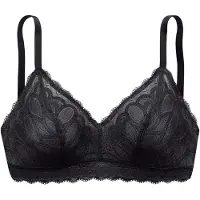 Vivance Bralette-BH "Spitzen-BH, BH ohne Bügel", Damen, Gr. 90, Cup A, schwarz, Spitze, Obermaterial: 93% Polyamid, 7% Elasthan, BHs Bralette-BH, aus Spitze und feinem Mesh, bequemer BH, große Größen