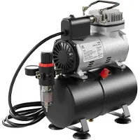 Wiltec Airbrush Kompressor AF186 mit Lufttank, 2 Zylinder Kolben, max. 4 bar Druck und Start-Stop Automatik, für Modellbau, Tattoos, Nailart