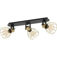 Eglo Deckenspot "SAMBATELLO", schwarz (schwarz, messingfarben), 3, Ø 15cm H: 22cm, 1 Stk., Leuchten, Deckenspot aus Stahl, Holz - exkl. E27 - 40W, Deckenspot