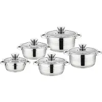 Cheffinger 10-tlg Edelstahl Kochgeschirr Set Induktion Kochtopf Topf mit Deckel