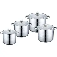 Cheffinger 8 tlg Edelstahl Kochgeschirr Induktion Kochtopf Topfset Deckel Topf 22/24/26/28cm