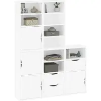 vidaXL Beistellschränke 5 Stk. ODDA Weiß 40x24x79 cm Massivholz Kiefer
