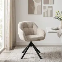 Duhome Loungesessel Armlehnstuhl aus Chenille-Stoff, Schminktisch Stuhl Esszimmerstuhl Sitzschale 360° drehbar, Khaki