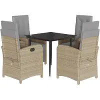 vidaXL 5-tlg. Garten-Essgruppe mit Kissen Beigemischung Poly Rattan