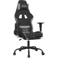 vidaXL Gaming-Stuhl mit Massage & Fußstütze Schwarz und Hellgrau Stoff