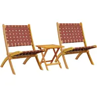 vidaXL Klappstühle, 2 Stück mit Tisch, rotes Massivholz