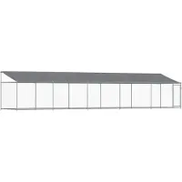 vidaXL Hundezwinger mit Dach und Tür Grau 10x2x2 m Verzinkter Stahl