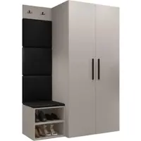 Mirjan 24 Garderoben-Set Medi IV, Schuhschrank, Kleiderhakenbrett, 4x Paneel 42x42, 2 Kleiderhaken (Farbe: Cashmere, Soft 011)