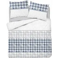 Detexpol Flanellbettwäsche 220x200 Marineblau und Aschemuster