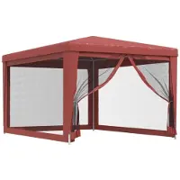 vidaXL Partyzelt mit 4 Mesh-Seitenwänden Rot 3x4 m HDPE