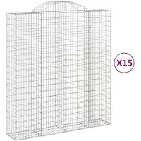 vidaXL Gabionen mit Hochbogen 15Stk. 200x50x220/240cm Verzinktes Eisen