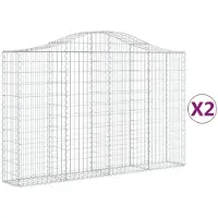 vidaXL Gabionen mit Hochbogen 2 Stk. 200x30x120/140cm Verzinktes Eisen