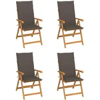 vidaXL Klappstühle 4 Stk. mit Taupe Kissen Massivholz Teak
