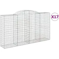 vidaXL Gabionen mit Hochbogen 17 Stk 300x50x160/180cm Verzinktes Eisen