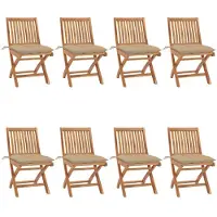 vidaXL Klappstühle mit Kissen, 8-teilig, Massivholz Teakholz