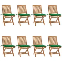 vidaXL Klappstühle mit Kissen, 8-teilig, Massivholz Teakholz