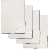 Castell 4er-Set Jersey Baumwoll Spannbettlaken weiß 140 x 190 - 150 x 200 cm