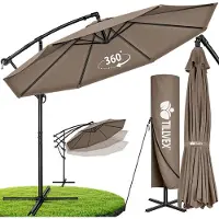 Tillvex Sonnenschirm Cappuccino Ø 300 cm Ampelschirm Gartenschirm Marktschirm Kurbel Balkon Alu Neigbar