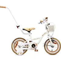 Sun baby Flower Bike Kinderfahrrad für Mädchen 12 Zoll, ab 2 Jahre, mit Stützrädern, abnehmbarer Schubstange, Korb, Klingel, Rücktrittbremse & V-Brake