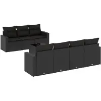 vidaXL 8-tlg. Garten-Sofagarnitur mit Kissen Schwarz Poly Rattan