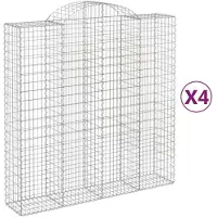 vidaXL Gabionen mit Hochbogen 4 Stk. 200x50x200/220cm Verzinktes Eisen