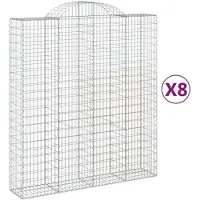 vidaXL Gabionen mit Hochbogen 8 Stk. 200x50x220/240cm Verzinktes Eisen