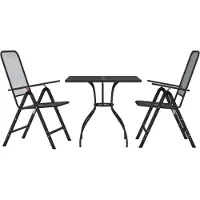 DKD Home Decor 3-tlg. Garten-Essgruppe Anthrazit Streckgitter