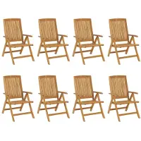 vidaXL 8-teiliges Set aus massivem Teakholz mit verstellbarer Rückenlehne