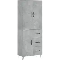 vidaXL Highboard Betongrau 69,5x34x180 cm Holzwerkstoff
