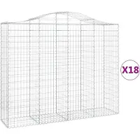 vidaXL Gabionen mit Hochbogen 18Stk. 200x50x160/180cm Verzinktes Eisen