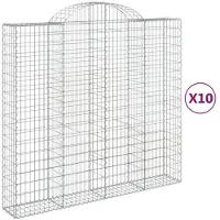 vidaXL Gabionen mit Hochbogen 10Stk. 200x50x180/200cm Verzinktes Eisen