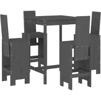 vidaXL 5-tlg. Gartenbar-Set Grau Massivholz Kiefer