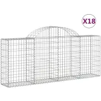 vidaXL Gabionen mit Hochbogen 18 Stk. 200x30x80/100cm Verzinktes Eisen